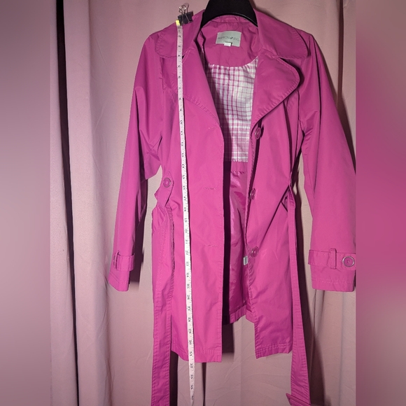 FASHION BUG Elegant Fuchsia Trench Coat Medium - Picture 6 of 12